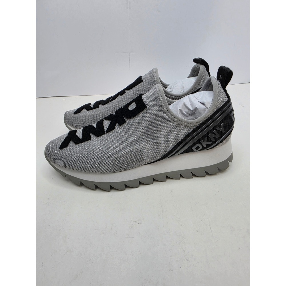 DKNY Abbi slip on Sneaker Gray Black Women Size 6 Sporty Athleisure